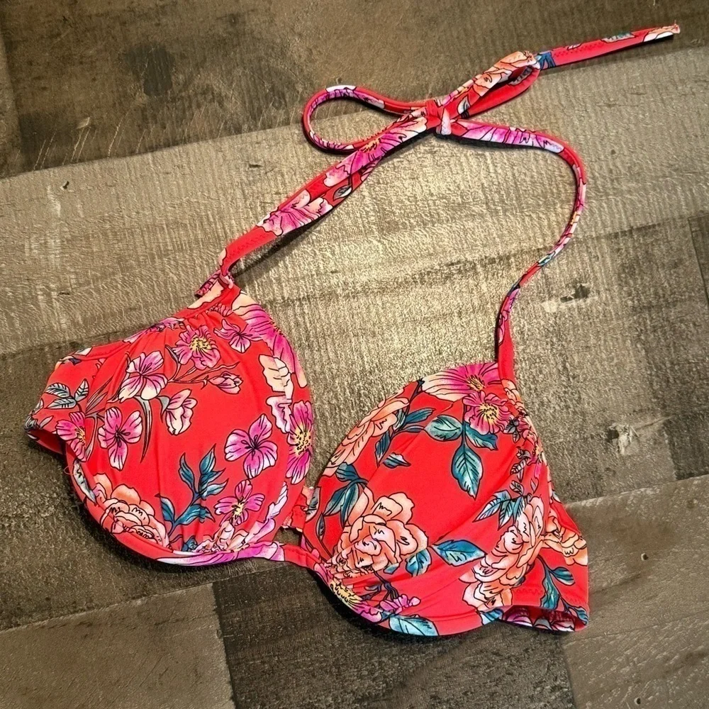 NWOT Shade & Shore Floral Push Up Bikini Top 34B